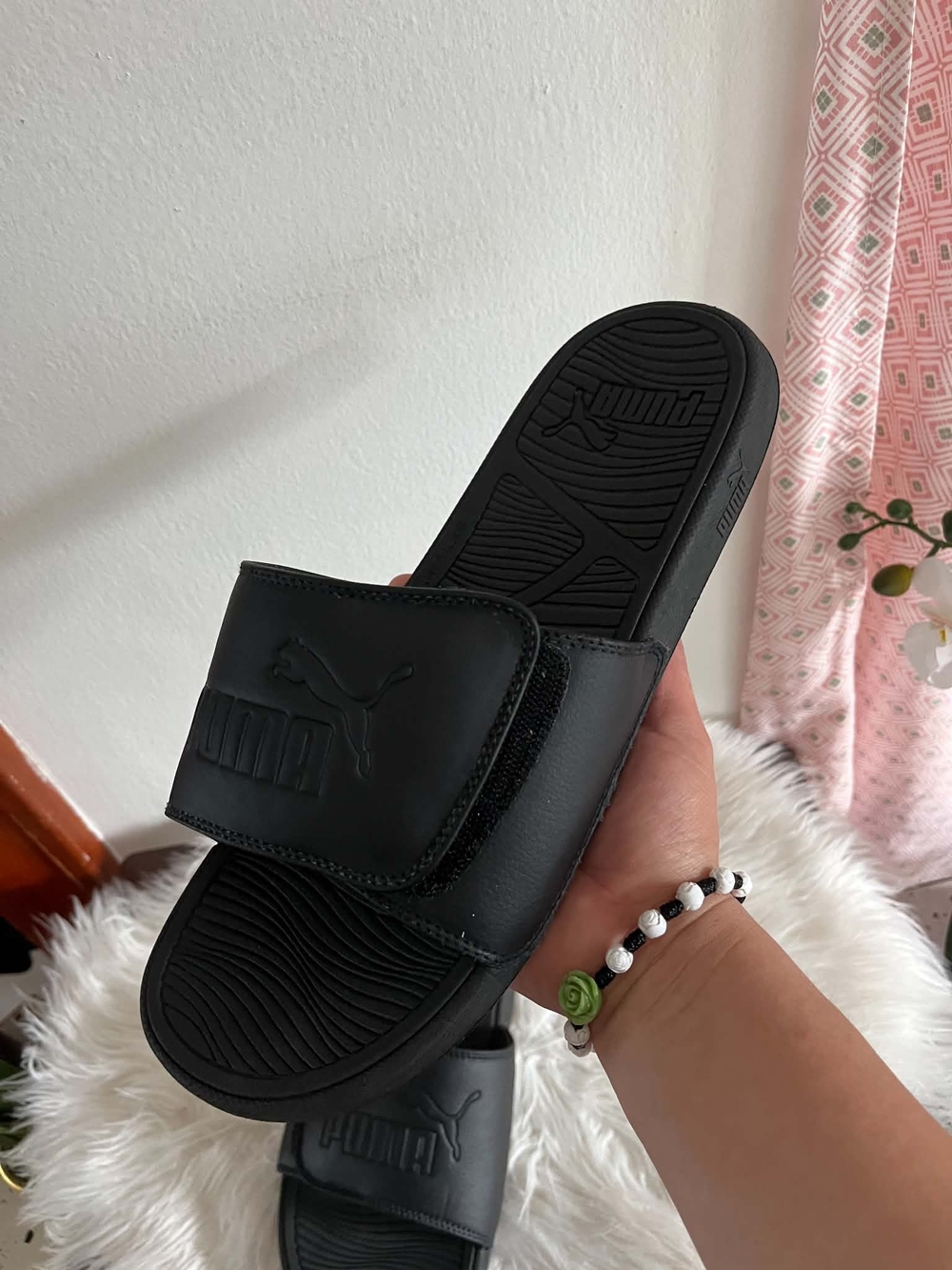 Puma Men's Black Adjustable Slide Sandals